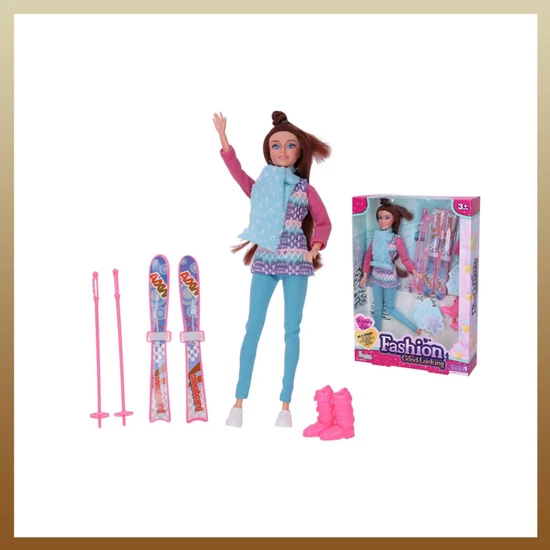 Síelő baba kiegészítőkkel 29cm 029275