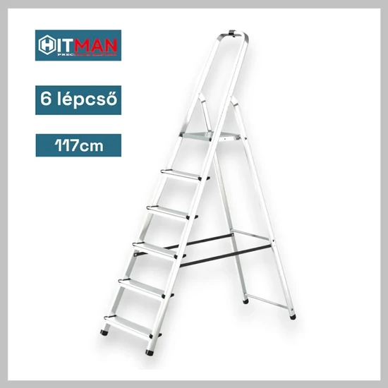 Hitman  Egyoldalas Aluminium Létra, 117 cm Magas, 6 Lépcsőfokos, 125 kg HT-NIL-6484