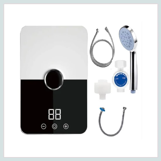 Worthair digitális hőmérséklet-szabályozós átfolyós vízmelegítő csaptelep zuhanyfejjel 5500W RYK-001