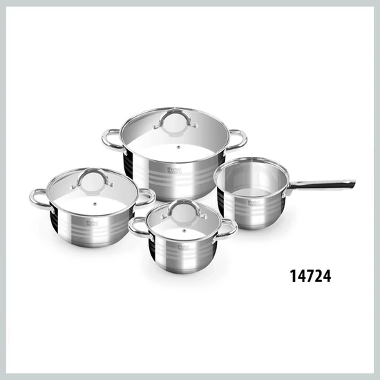 Perfect Home Deluxe 7 részes rozsdamentes edénykészlet üvegfedővel 14724