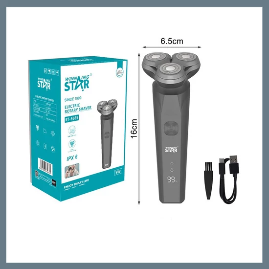 Winning Star dupla gyűrűs  3 pengés elektromos borotva forgófejes rendszerrel ST-5685