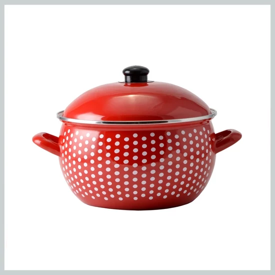 Perfect Home Piros Pöttyös Zománcozott lábas 18cm+fedő 33003
