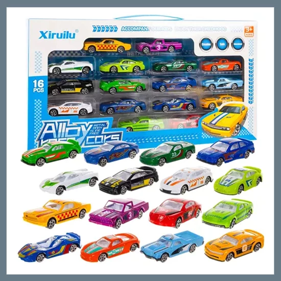 16 darabos színes játékautó készlet 00020352