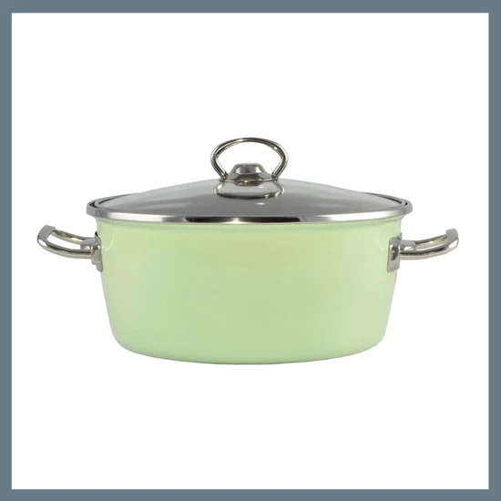 Perfect Home Zöld Elite Zománcozott lábas 24 cm + üvegfedő 10413