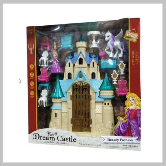 Babaház szett babával, lóval és 12 kiegészítővel