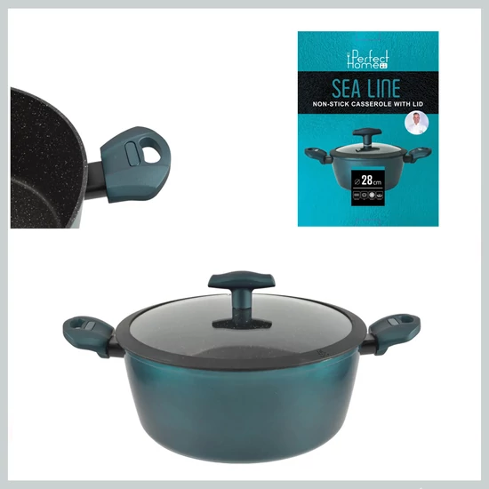 Perfect Home Sea Line tapadásmentes alumínium lábas üvegfedővel 28cm, 6,1L, indukciós 15352