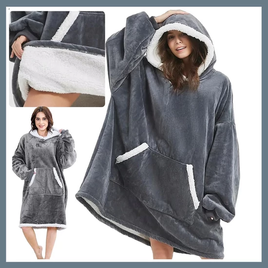 Oversized pulóver és takaró egyben szürke  24558_SZ