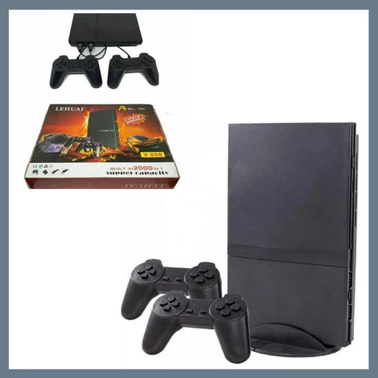 Lehuai videójáték, TV konzol 2 vezérlővel, 2000 beépített játékkal KE24-374