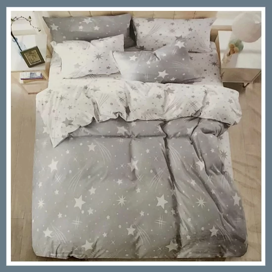 7 részes PLÜSS ágyneműgarnitúra, hullócsillag mintás, szürke HCS-S3