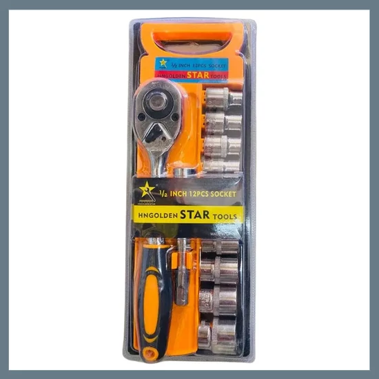 12 darabos 1/2 colos dugókulcskészlet racsnis kulccsal CK-02