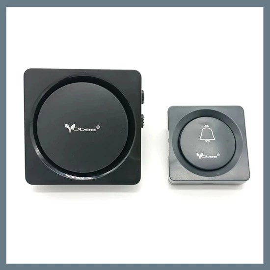 Fekete vezeték nélküli csengő, ajtócsengő, 38 dallammal KE23-76