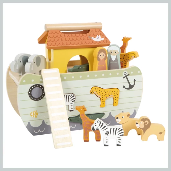 Noé bárkája fa játék gyerekeknek 12456