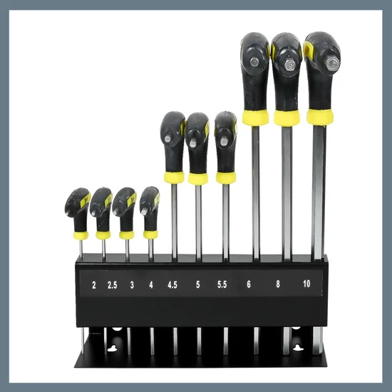 10 darabos imbuszkulcs készlet T-markolattal 008047