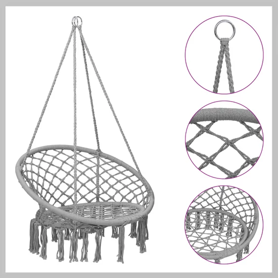 Kerek függő hintaszék rojtokkal 80 x 120 cm HINTA120