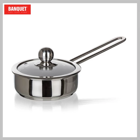 BANQUET Rozsdamentes acél serpenyő PICCOLO 14 x 5 cm, 0,75 l, fedővel 48721014
