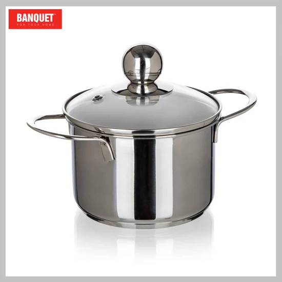 BANQUET Rozsdamentes fazék PICCOLO 12 x 8 cm, 0,85 l, fedővel 48721016