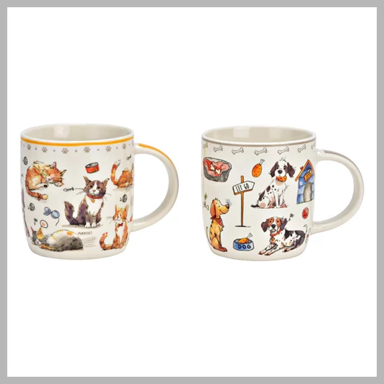 Porcelán Bögre Macska/Kutya Dekorációval 10042735