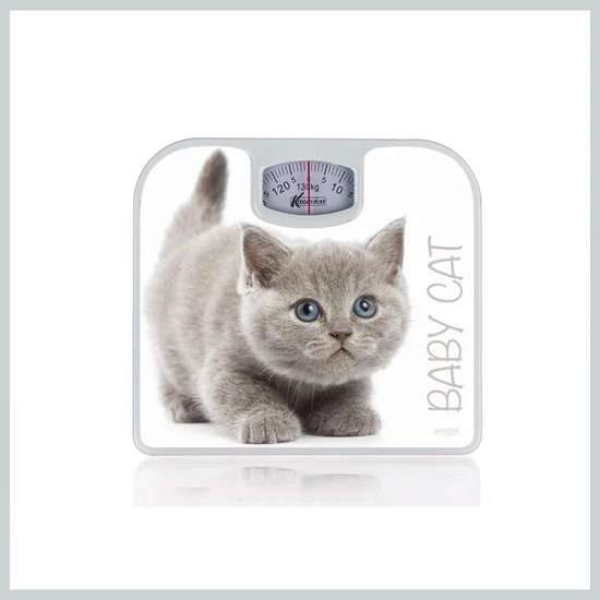 PRETTY UP Mechanikus személymérleg , 130 kg, fehér cicás 66132012