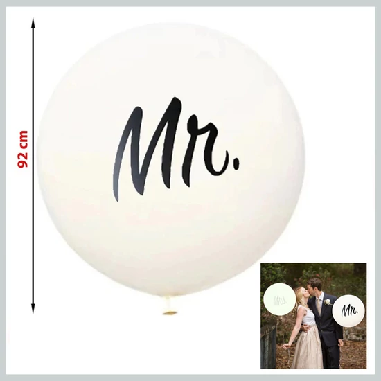 Óriás XL lufi MR felirattal, fehér 92cm 85427