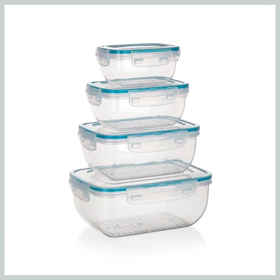 BANQUET LEYA műanyag tárolódoboz készlet, 0,4 / 0,8 / 1,4 / 2,3 l, 4 darabos 55075283