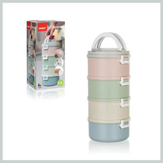 BANQUET AVANZA műanyag ételhordó, 2,8 L, 4 részes, vegyes színekben 55079911