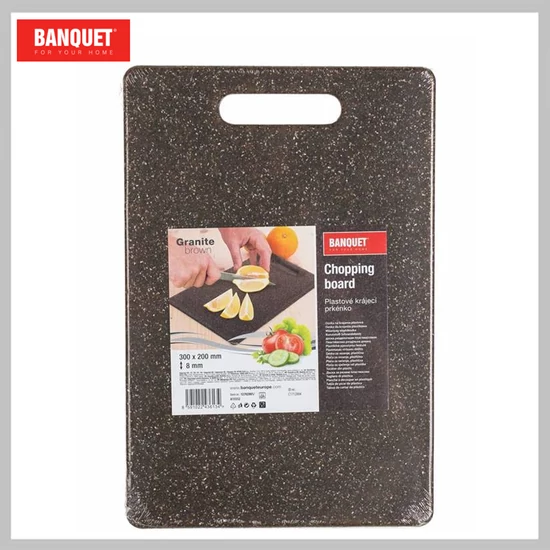 BANQUET Műanyag vágódeszka GRÁNIT Sötétbarna 30 x 20 x 0,8 cm 12702001