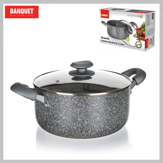 Alumínium fazék fedővel GRANITE PREMIUM 18 x 8,5 cm, indukciós 40051318