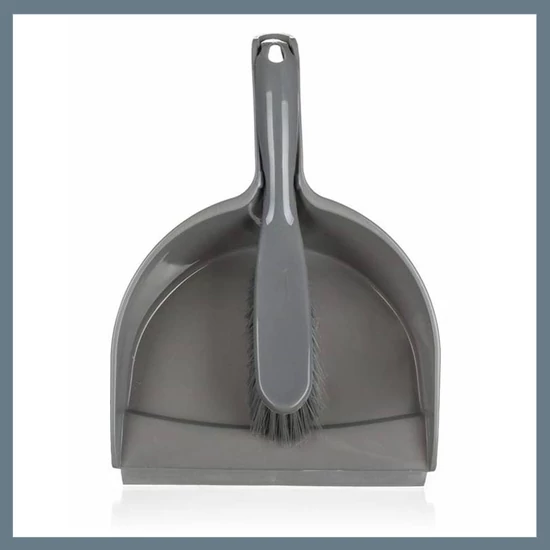 BRILANZ ECONOMY lapát és kézi seprű szett gumírozott éllel, ezüst 43945301