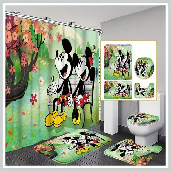 Mickey Mouse Love fürdőszobai szett – zuhanyfüggöny és kiegészítők KK1172087