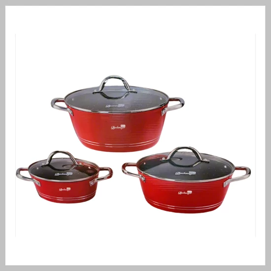 Bachmayer 3 részes márvány bevonatú lábas készlet piros BM-7300