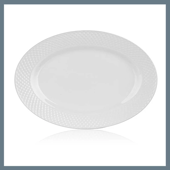 BANQUET DIAMOND LINE ovális kerámia tányér, 34,5 x 24,2 cm, fehér 60322123