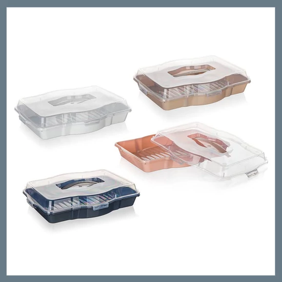 BANQUET TASTY műanyag tálca fedéllel 44,5 x 34 x 10 cm, vegyes színek 55079151