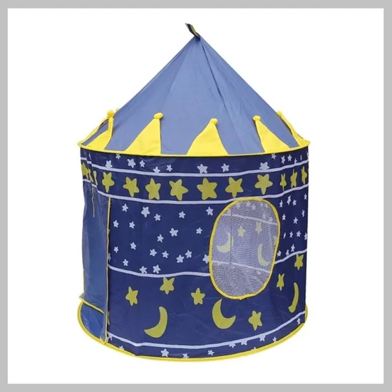 Kastély típusú gyereksátor, csillagok és hold mintával, 135x105 cm, kék DGKT102BLUE