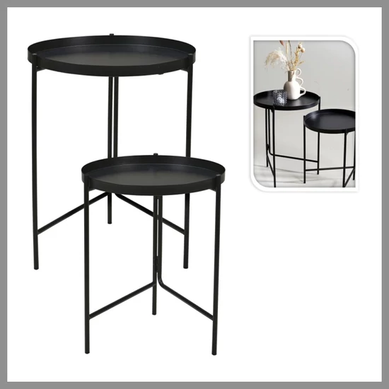 Oldalasztal szett – Fekete (2 db-os) 62752.8