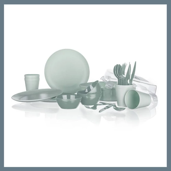 Kemping étkezőszett TRAVEL, 26 részes, menta 55069531