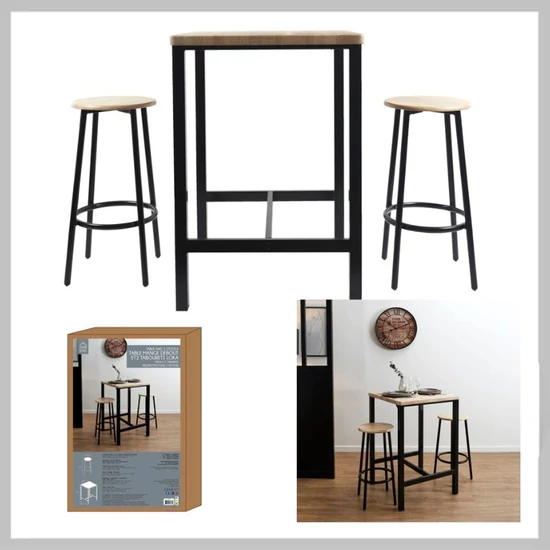 Loka álló étkezőasztal és 2 székkel HD0210