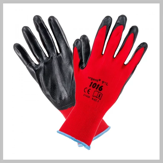 12 pár Poliészter alapú csúszásbiztos munkáskesztyű piros PAMK-P