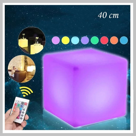 Procart LED-es kocka szék, 40x40 cm, 16 szín, 4 üzemmód, távirányítóval LSSK-01