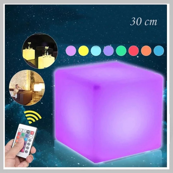 Procart LED Kocka szék, RGB világítás 16 színnel, 4 üzemmóddal, távirányítóval, 30x30 cm LSSK-02