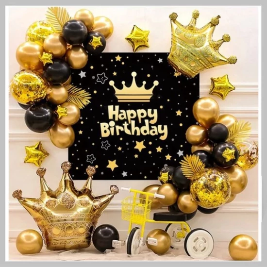 Happy Birthday léggömb dekorációs készlet, háttérrel 639961