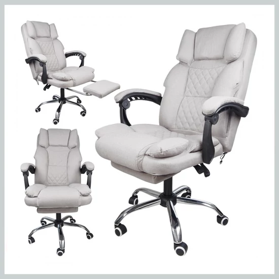 MASTER irodai forgószék lábtartóval és masszázsfunkcióval – szürke szövet KO32SZ