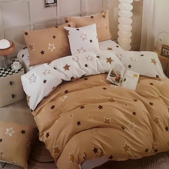 7 részes csillagos ágyneműhuzat, Barna-fehér AB107-1