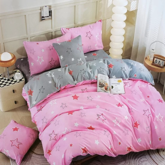 7 részes csillagos ágyneműhuzat, Rózsaszín-szürke AB107-6