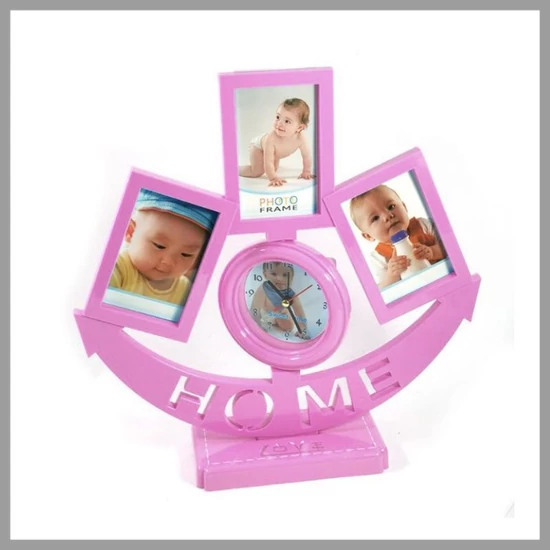 Asztali óra fényképkeretekkel és ébresztőfunkcióval – 