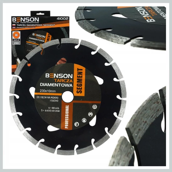 Benson gyémánt vágótárcsa betonhoz, térkőhöz és kőhöz – 230 mm x 22,2 mm, szegmentált 41002