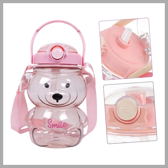 Vizes palack füllel – rózsaszín medve 1000 ML BD27