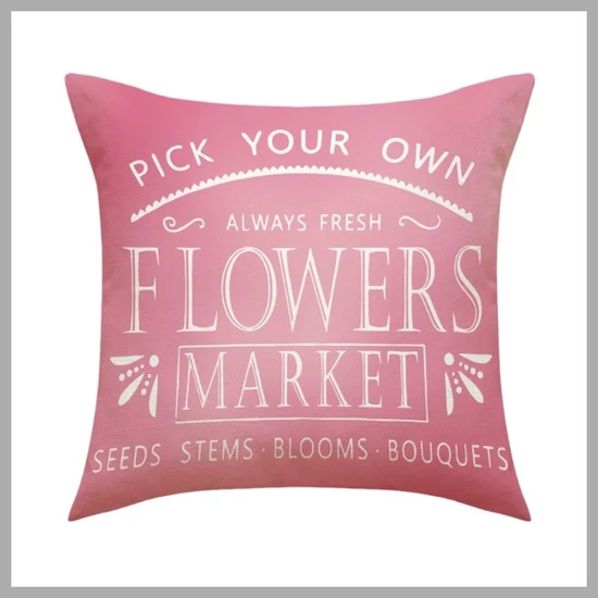 Párnahuzat 45 x 45 cm, FLOWERS MARKET felirattal POD159