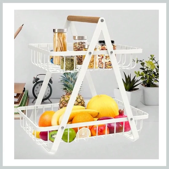 Kétszintes fém tárolókosár – konyhai és otthoni rendszerező 39434986fk