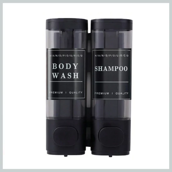 Fali folyékony sampon- és tusfürdő adagoló – 2 rekeszes, fekete dizájn 44266967f2