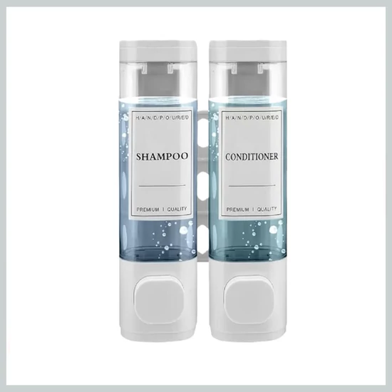 Fali folyékony sampon- és tusfürdő adagoló – 2 rekeszes, fehér dizájn 44266967w2